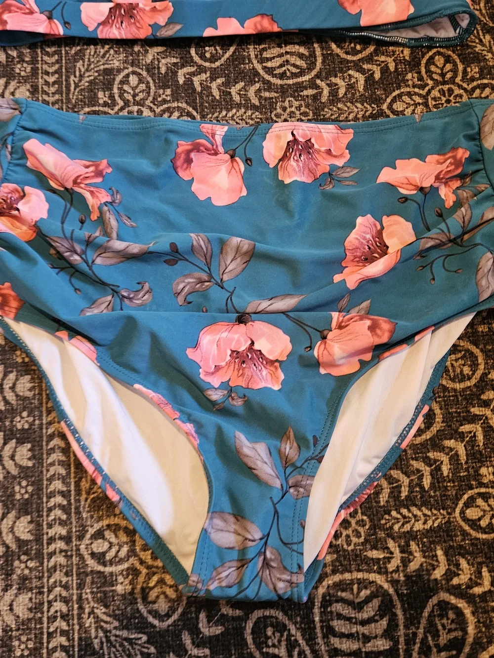 Coral Reef Two-Piece Bikini Set with Pink Floral Print